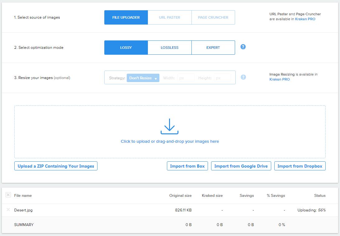 Kraken.io:超实用的图片压缩神器